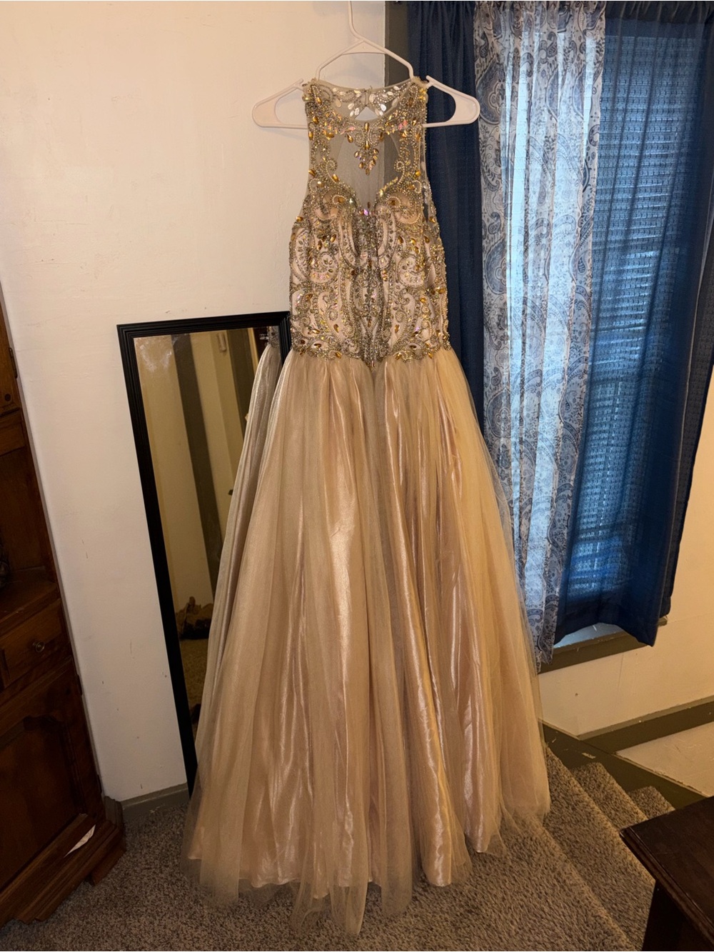 Girls' Gold Sequin & Tulle Formal Gown